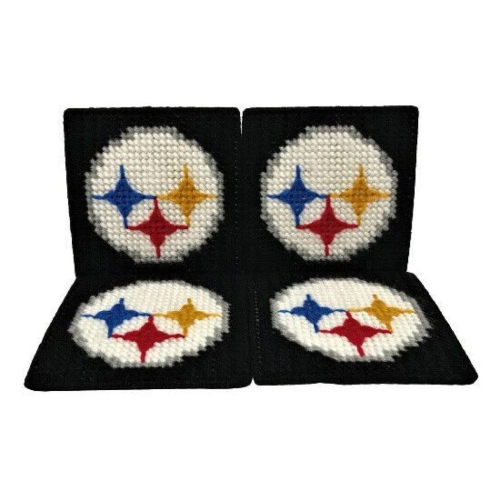 Pittsburgh Steelers NFL Football Fan Coaster Set Plastic Canvas Handmade